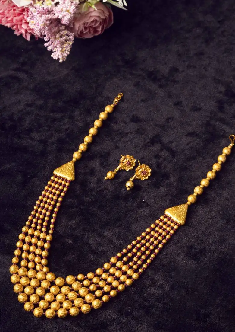 Gold plated multicolor brass multilayer mala set