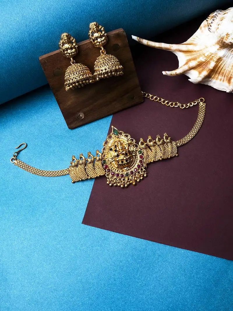 Gold plated temple choker set