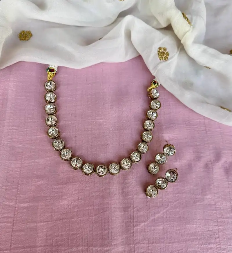 Polki necklace set traditional-necklace combo jewelry set