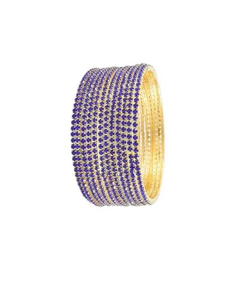 Beautiful sparkling cz studded gold plated occasional wear american diamond bangles set for women size-2.2