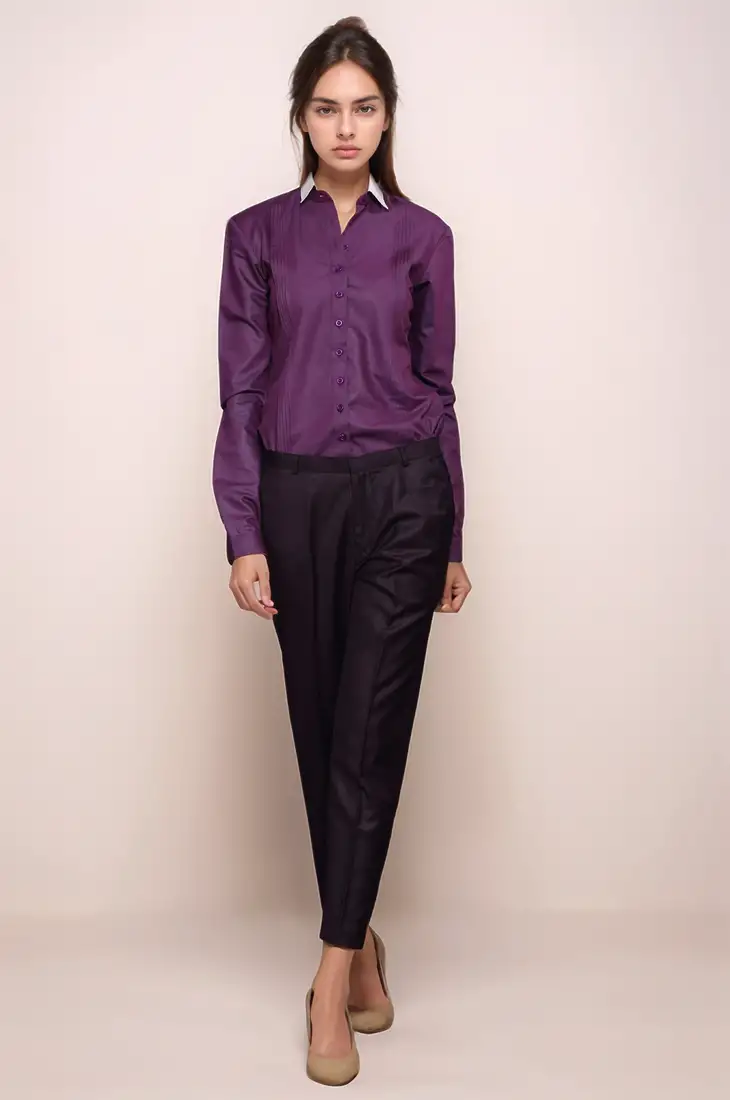 Purple pleated shirt