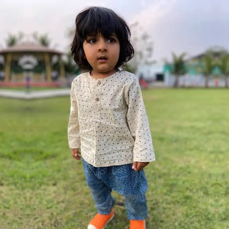 Organic indigo raidana kurta + indigo check pants