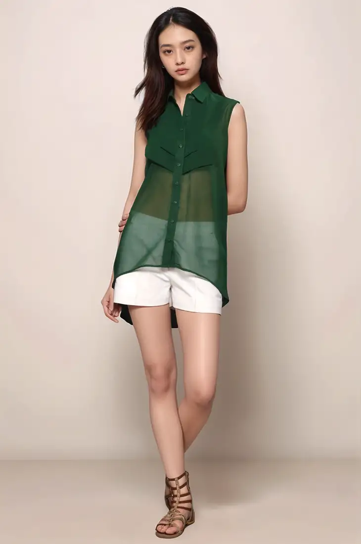 Bottle green sleeveless shirt