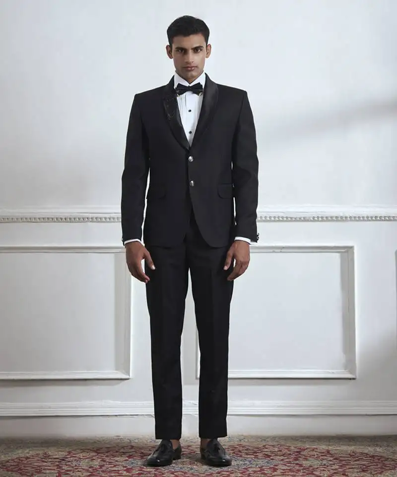 Black plain cotton tuxedo