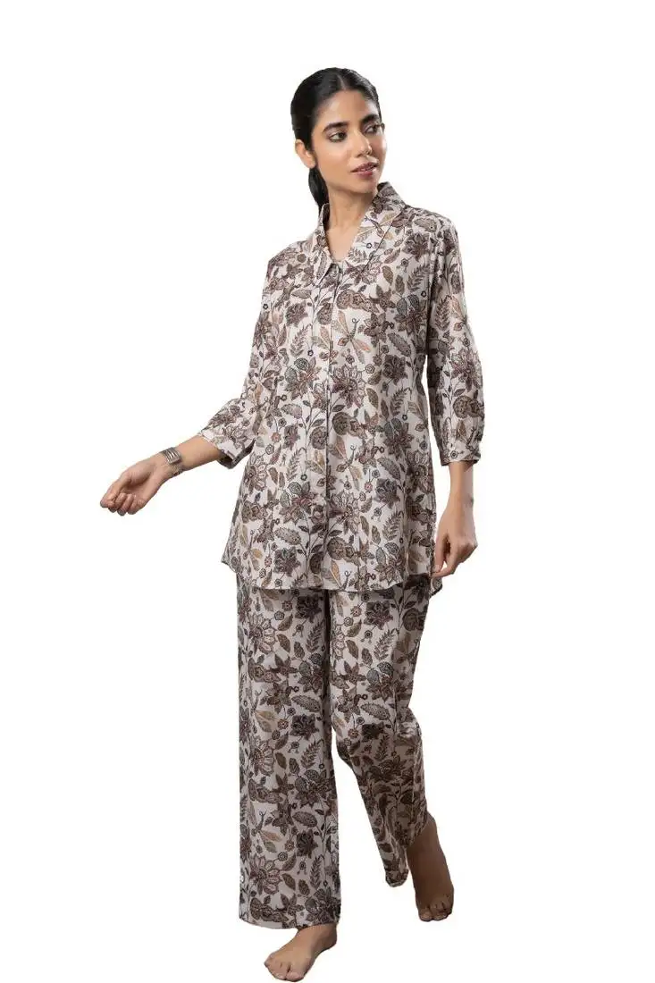 Off white jaal printed cotton co-ord set