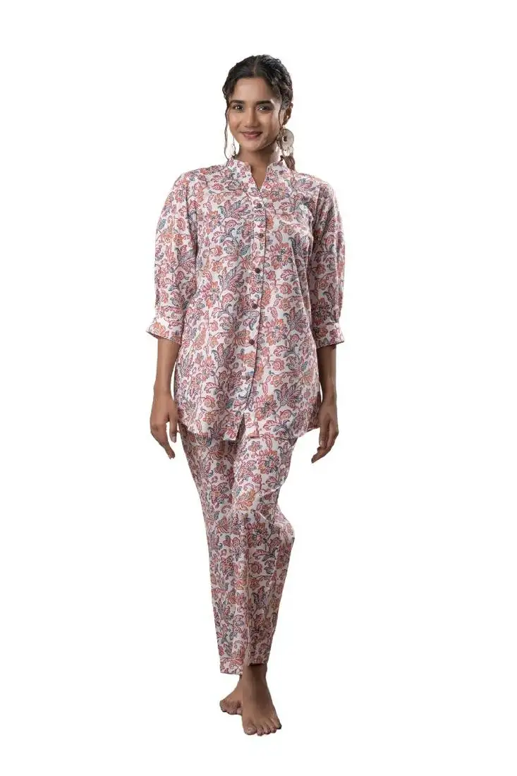 White printed cotton co-ord set