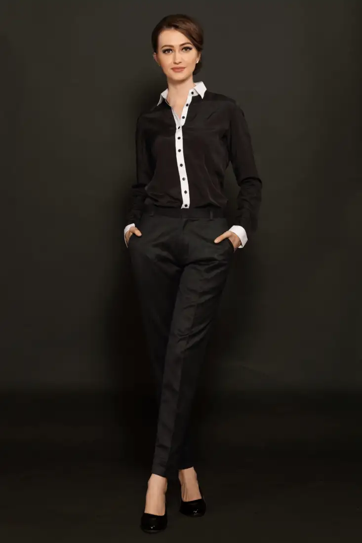 Black-white placket shirt