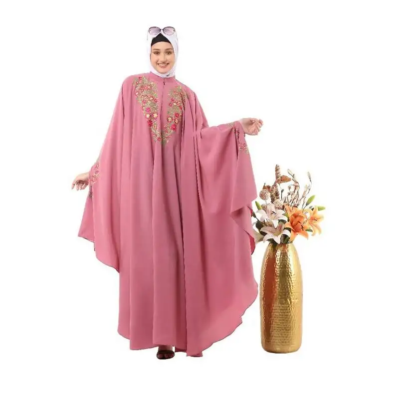 Pink irani kaftan with embroidery work