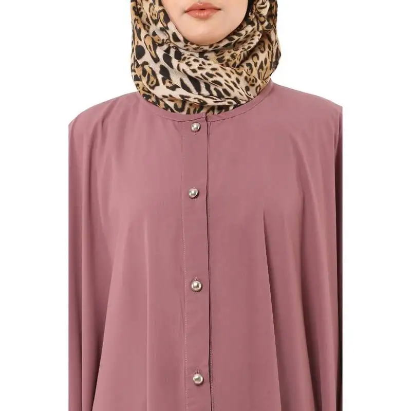 Pink front open kaftan with fashionable buttons