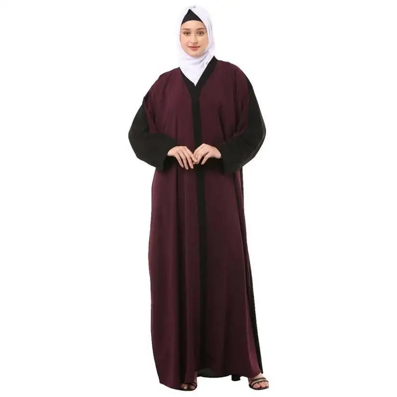 Wine dual color loose fit abaya