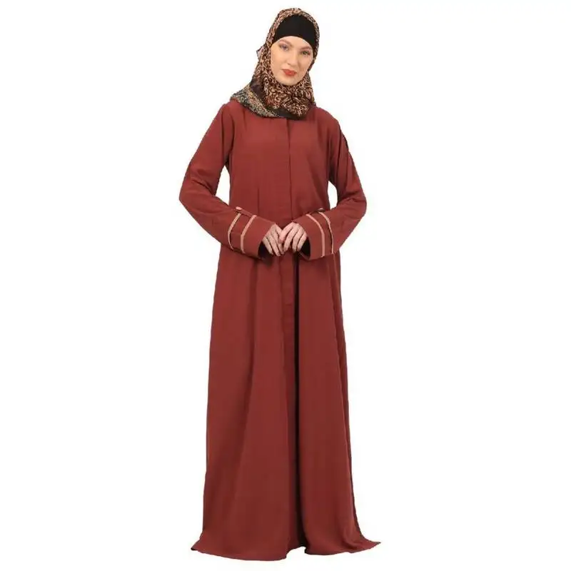 Dark-saffron daily wear front open abaya