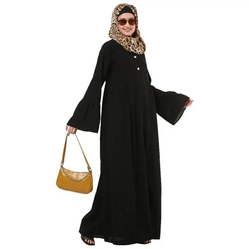 Black pleated sleeves daily wear abaya