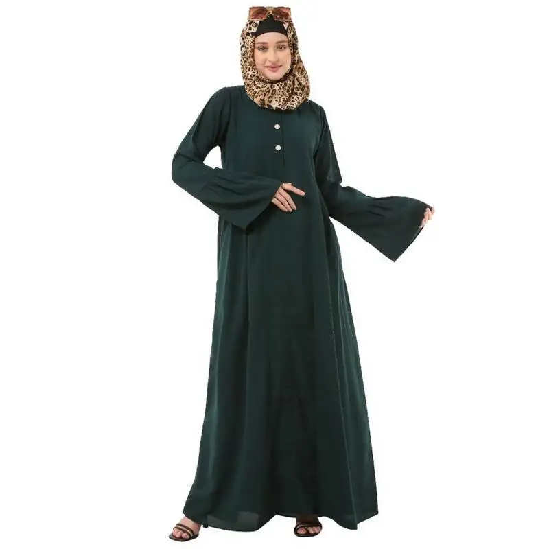 Green pleated sleeves daily wear abaya