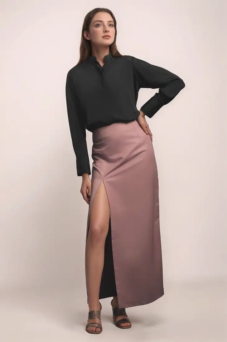 Viaana checks print ears rubber band with attached pearls light blue color