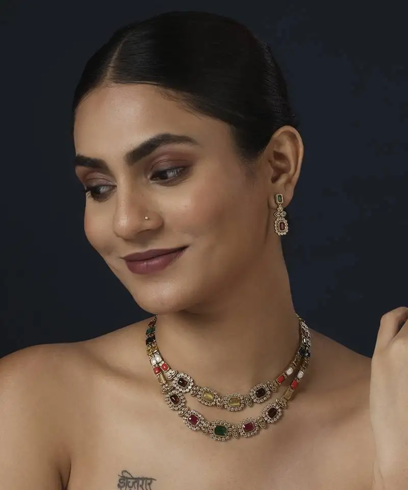 Green kundan necklace set