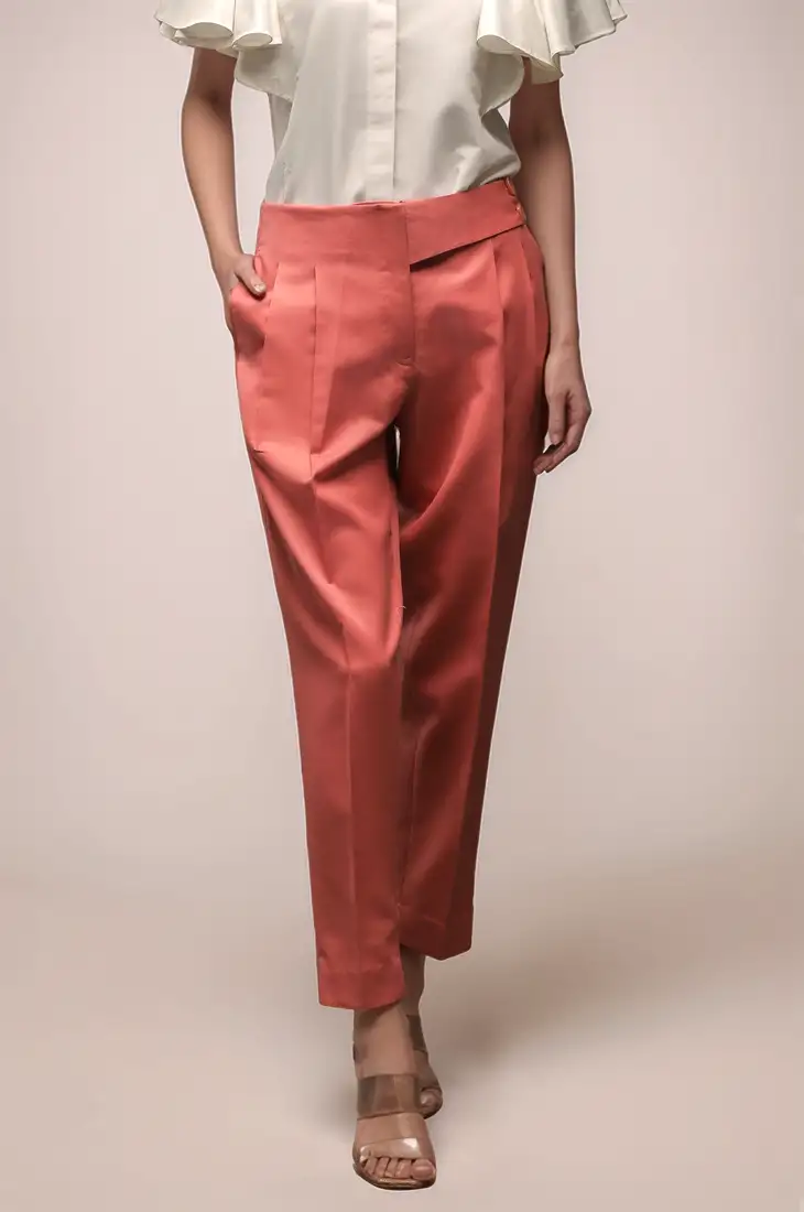 Peach long belt trouser