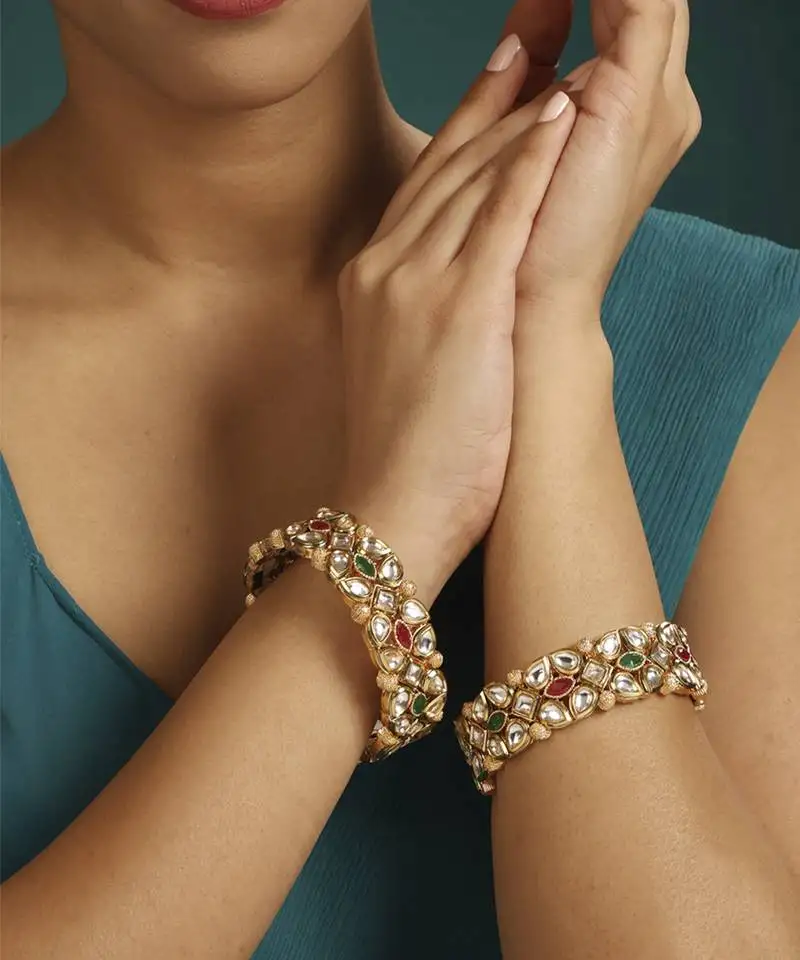 Green kundan bangles and bracelets