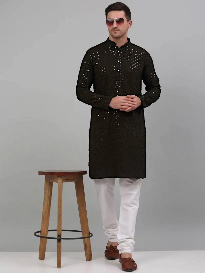 Mehndi solid pure cotton kurta pyjama set
