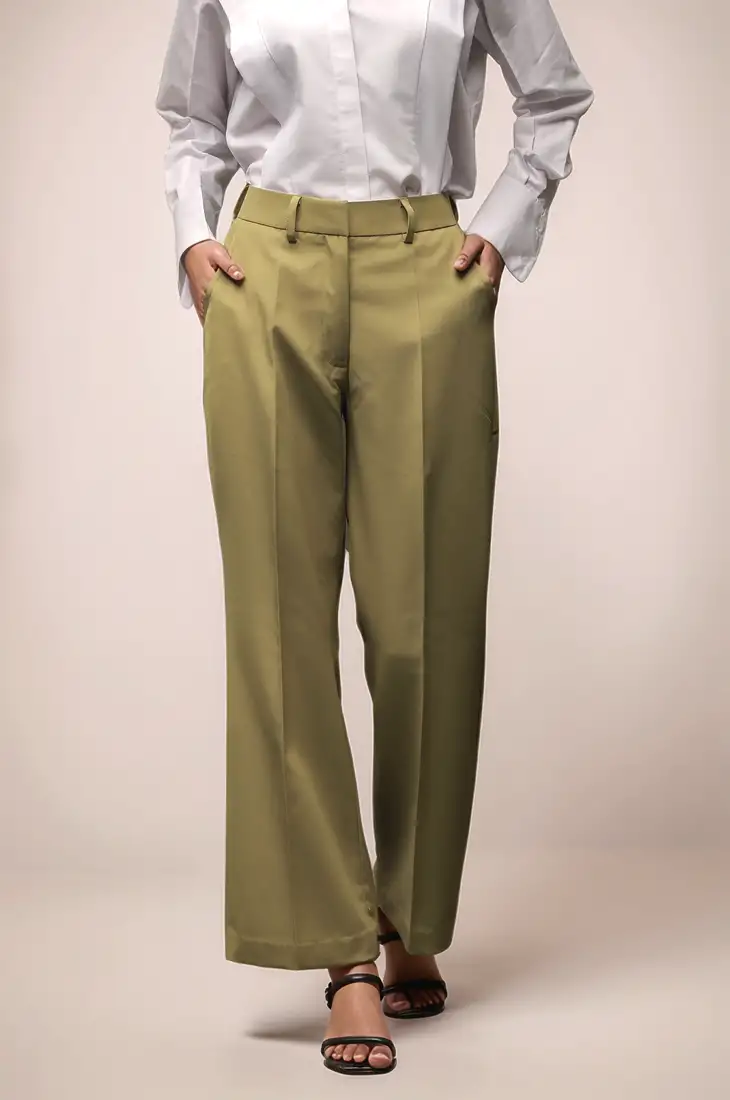 Light green parallel trouser