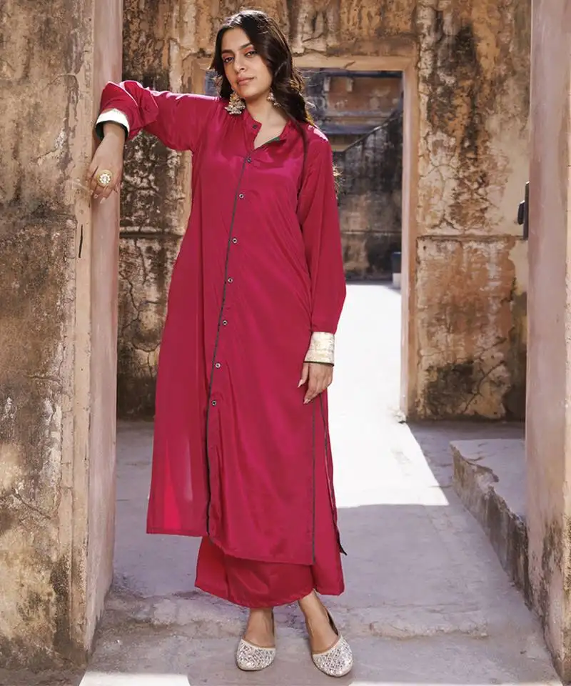 Wine crepe co ord set