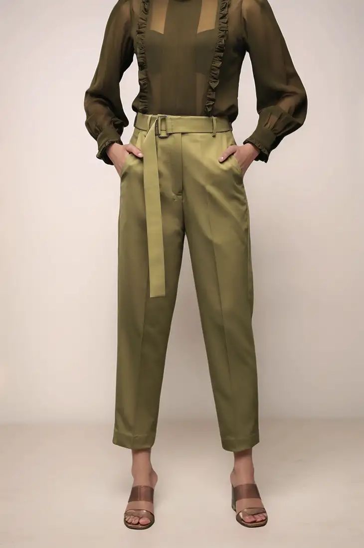 Sage khaki cropped pant