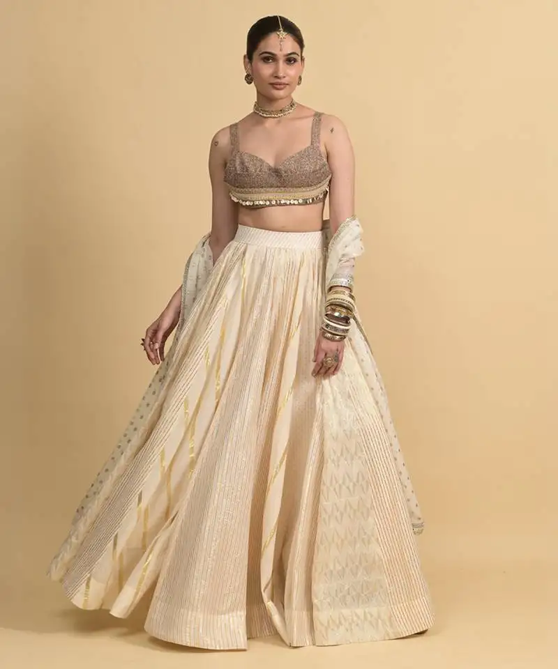 Ivory dori embroidery georgette lehenga set