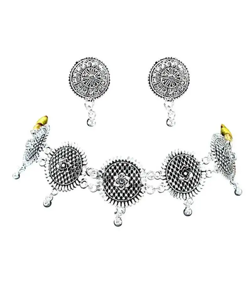 Oxidised necklace set for women german silver oxidised designed ethnic jewellery choker