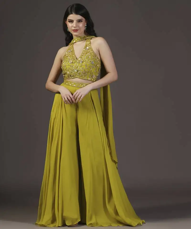 Mustard yellow sharara set
