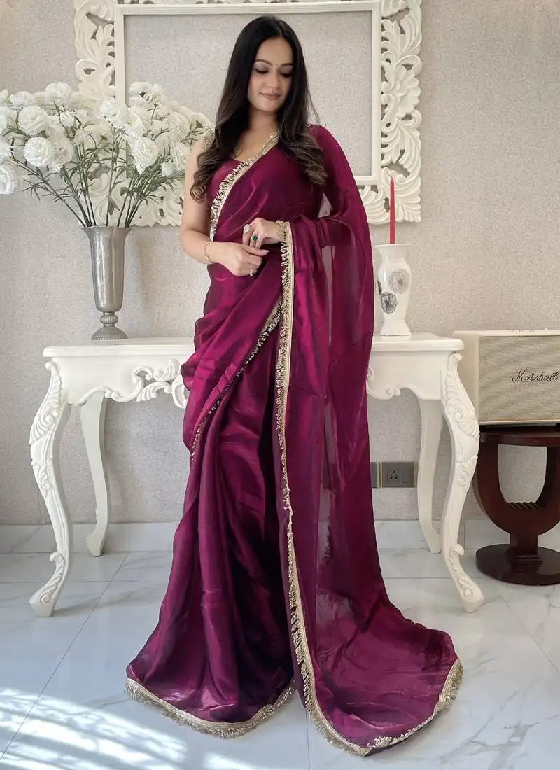 Wine designer ready to wear saree