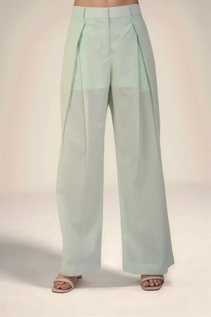Mint green pleated trouser