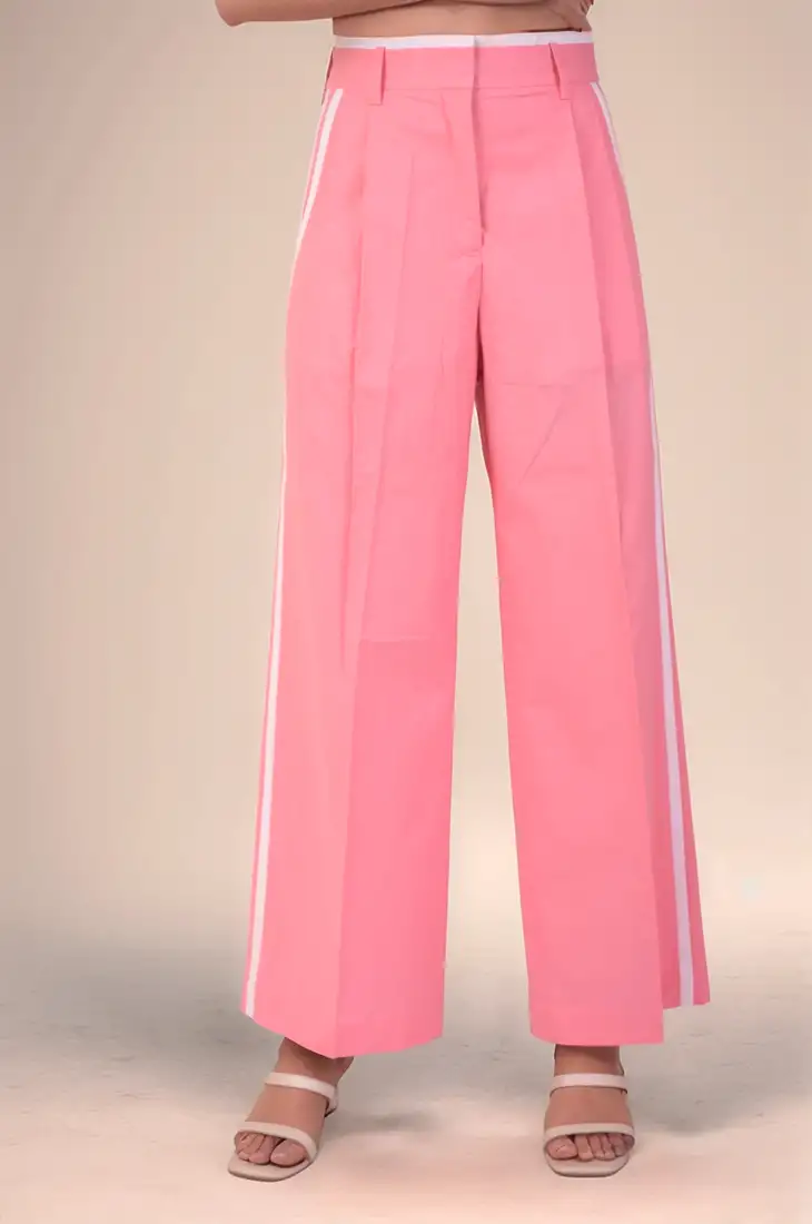 Pink tuxedo cotton trouser