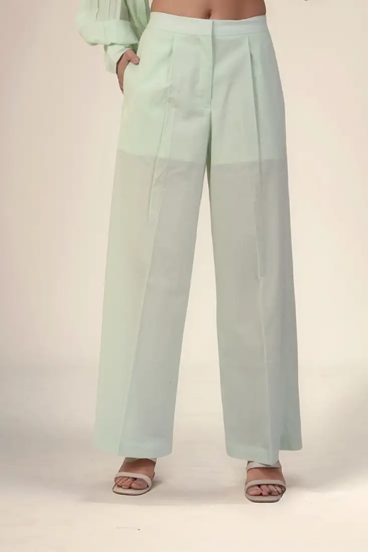 Mint green cotton loose trouser