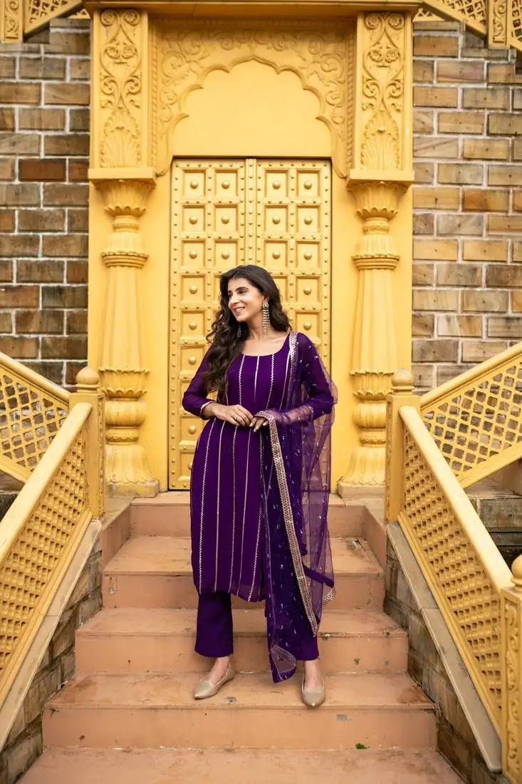 Purple georgette kurta set