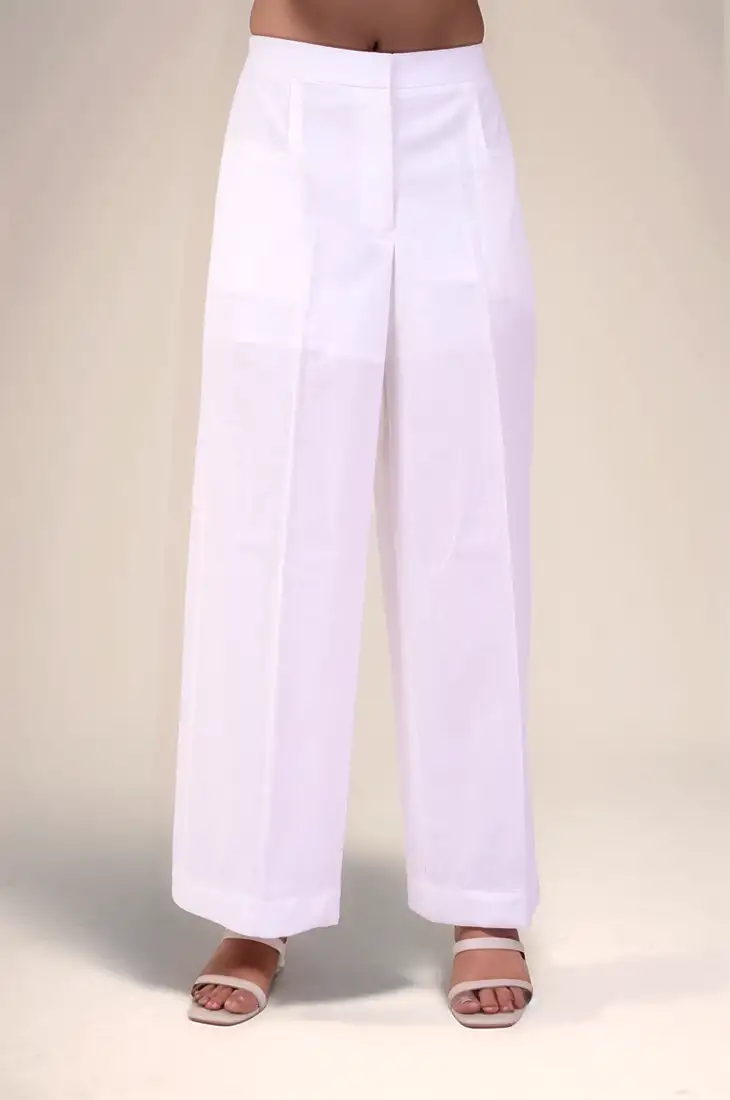White cotton loose trouser