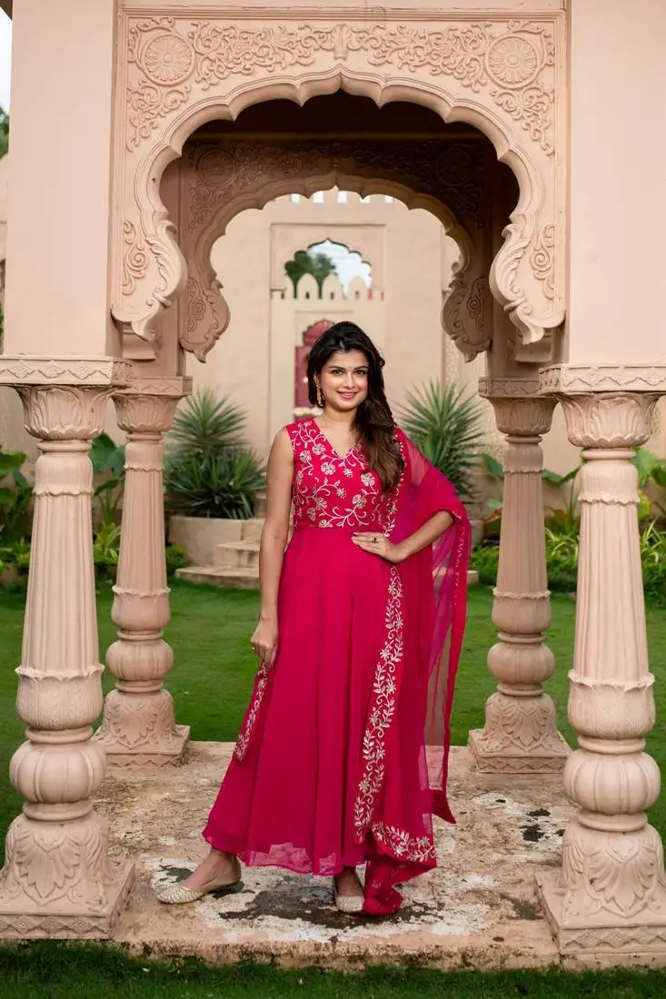 Pink and gold anarakli set