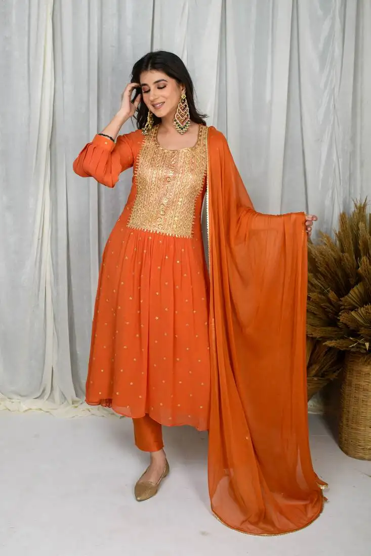 Rust aline kurta set