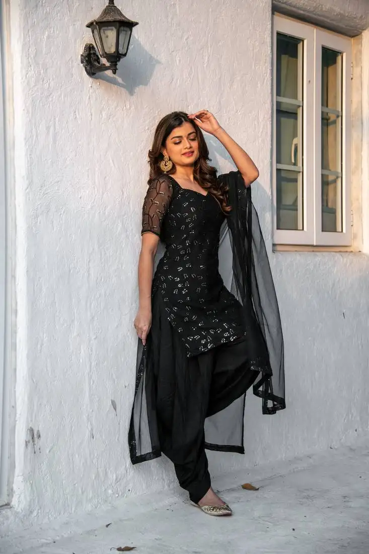 Black and gold punjabi salwar suit