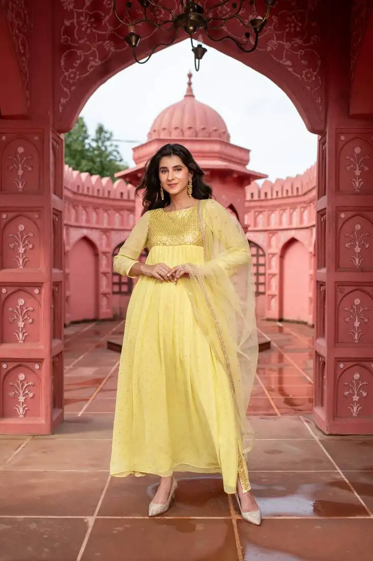 Light yellow nayra kurta  set