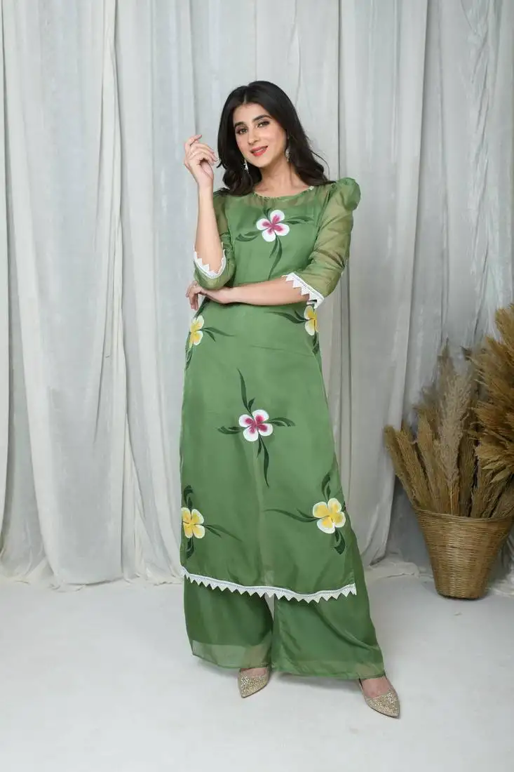 Green hand painted co-ord set