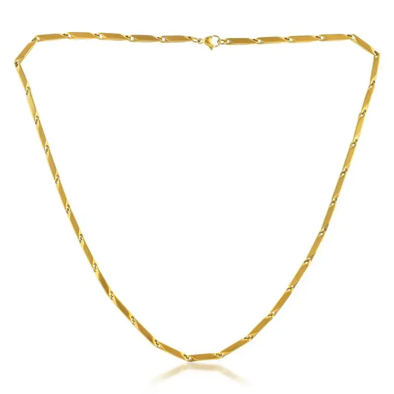 Micron gold 4mm thick rice chain unisex