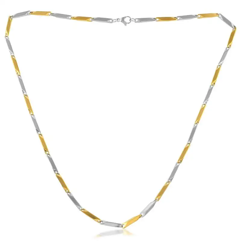 Dual tone 4mm thick rice chain necklace men women