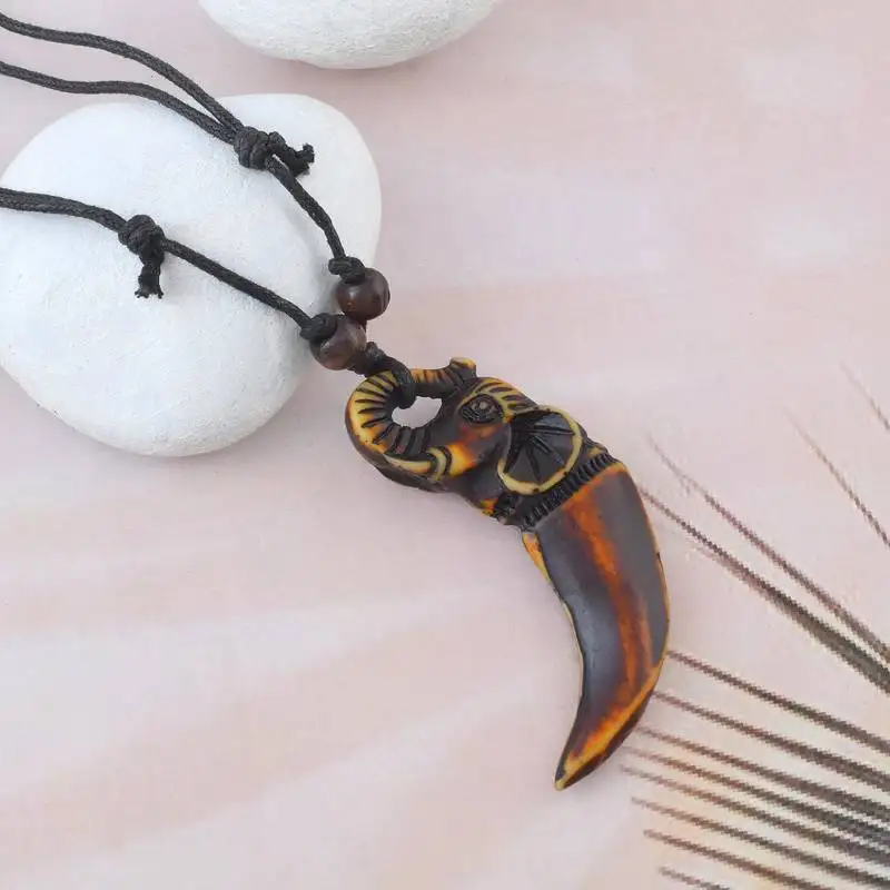 Polyresin elephant shaped horn pendant