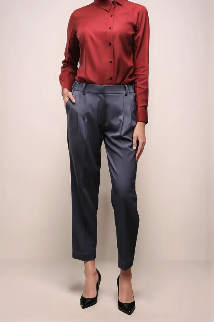 Navy blue chanderi cotton embroidered unstitched dress material