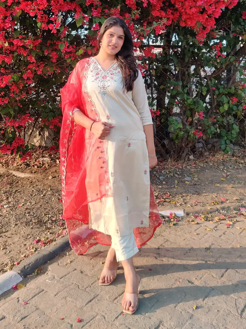 Mint jacquard handwork unstitched dress material