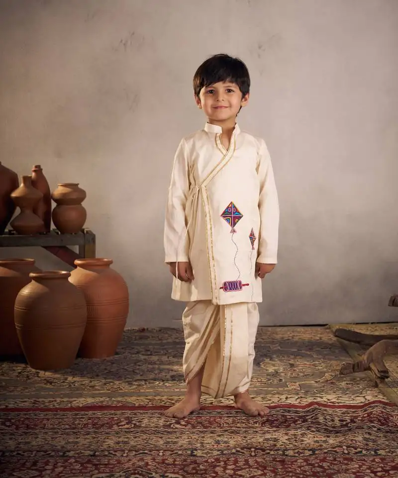 White kite dhoti set