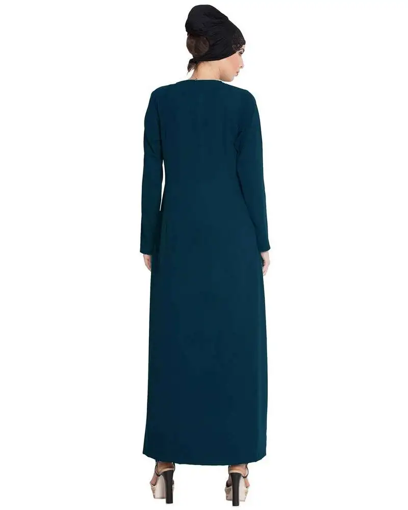 Teal basic a line abaya with side pockets
