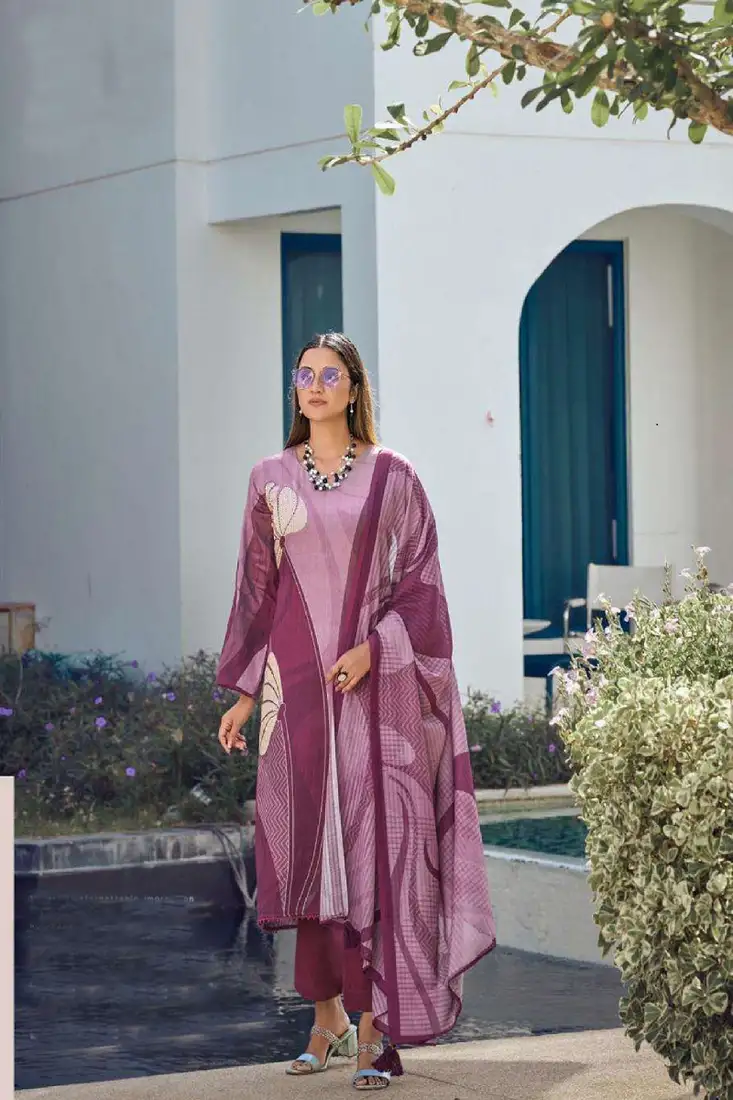 Pink printed art silk kurta set