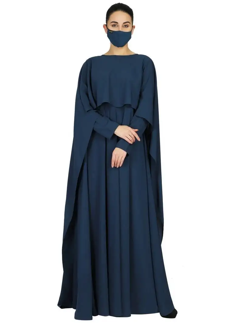 Teal princes abaya dress in dual layer