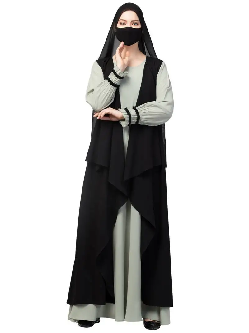 Black three pieces set- abaya with shrug & hijab