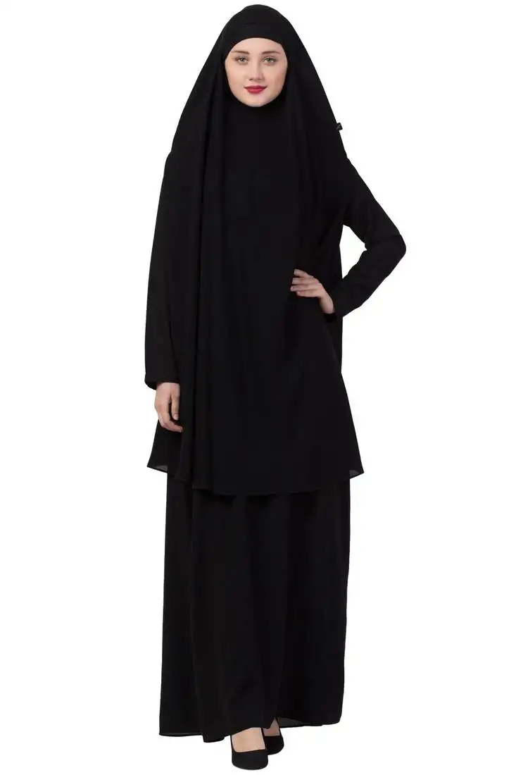 Black two pieces jilbab set| abyaya and khimar hijab combo